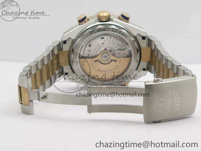 0412 Seamaster Pro Chrono SS RG OM Best Edition Blue Ceramic Blue Dial On SS RG Bracelet A Snug 8129